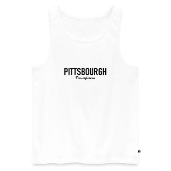 Pittsbourgh - Pennsylvanie - Etats-Unis - Amérique - Débardeur bio Premium Homme - blanc - Devant - Michal (187cm)