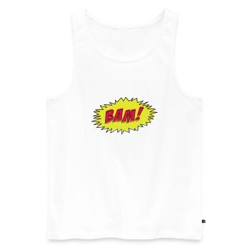 Comic Book BAM! - Men's Premium Organic Tank Top - white - Front - AI Model Male 178 light (178cm)
