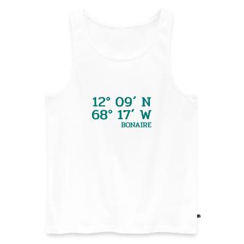 Bonaire Coordinates - Koordinaten - Karibik - Männer Premium Bio Tank Top - Weiß - Vorne - AI Model Male 178 light (178cm)