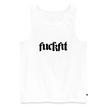 FUCKFIT - Men's Premium Organic Tank Top - white - Front - Michal (187cm)