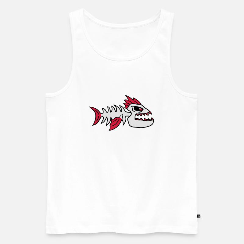 Fish Bone Punk Monster - Männer Premium Bio Tank Top - Weiß