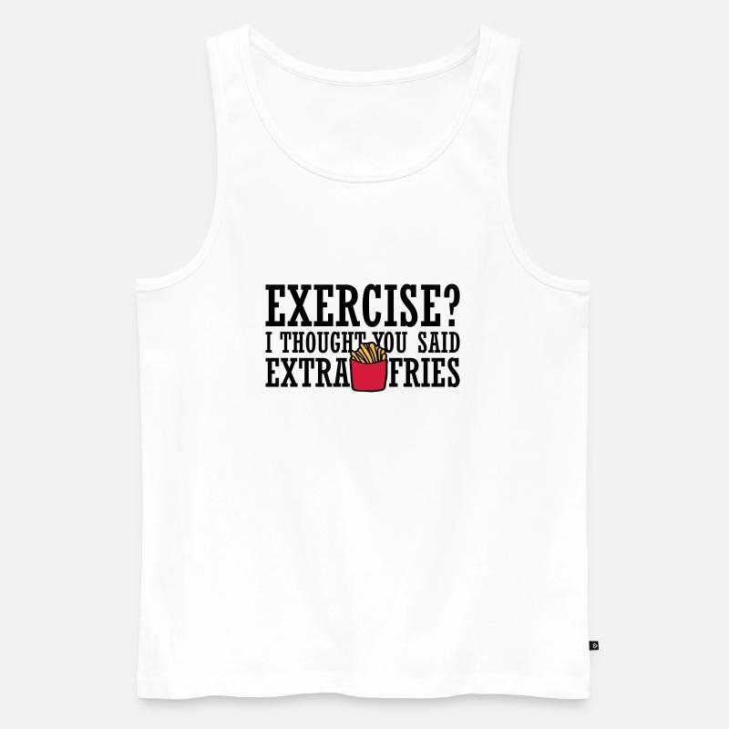 Exercise Extra Fries Zitat - Männer Premium Bio Tank Top - Weiß