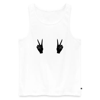 Schwarz Victory Handzeichen Peace - Männer Premium Bio Tank Top - Weiß - Vorne - Michal (187cm)