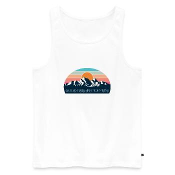 Good Vibes and Mountains Retro - Men's Premium Organic Tank Top - white - Front - Michal (187cm)