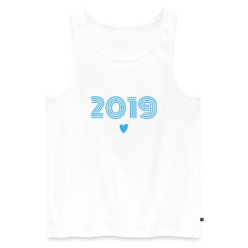 Born in 2019 boy - Men's Premium Organic Tank Top - white - Front - Michal (187cm)