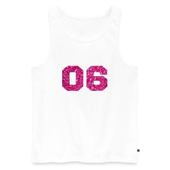 Number 6 Pink Glitter - 6th Anniversary - Men's Premium Organic Tank Top - white - Front - AI Model Male 178 light (178cm)