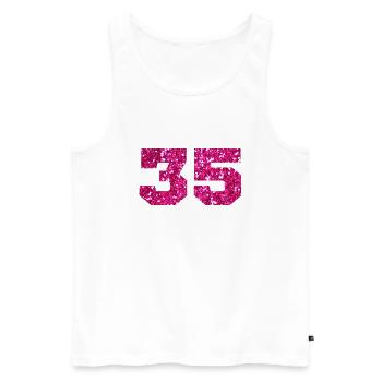 Nummer 35 Pink Glitter - 35-jähriges Jubiläum - Männer Premium Bio Tank Top - Weiß - Vorne - Michal (187cm)