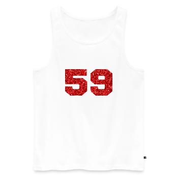 Numéro 59 paillettes rouge - 59e anniversaire - Débardeur bio Premium Homme - blanc - Devant - Michal (187cm)
