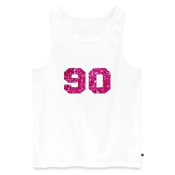 Nummer 90 Pink Glitter - 90. Geburtstag - Männer Premium Bio Tank Top - Weiß - Vorne - Michal (187cm)
