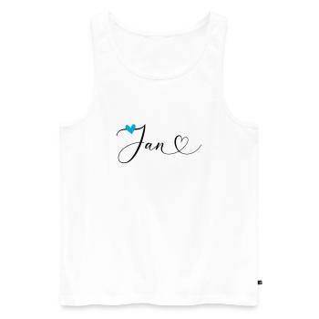Jan Name Vorname Kalligrafieherz - Männer Premium Bio Tank Top - Weiß - Vorne - Michal (187cm)
