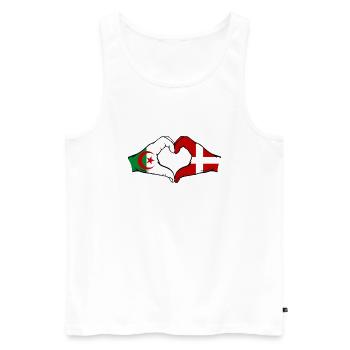 Algérie Danemark Drapeau Mains Coeur Forme - Débardeur bio Premium Homme - blanc - Devant - Michal (187cm)