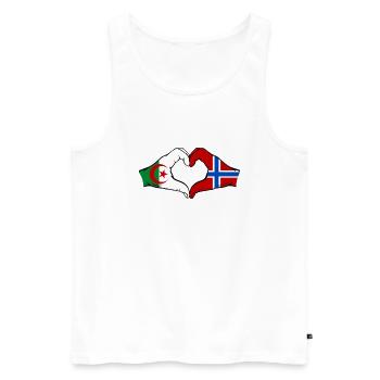 Algeria Norway Flag Hands Heart Shape - Men's Premium Organic Tank Top - white - Front - AI Model Male 178 light (178cm)