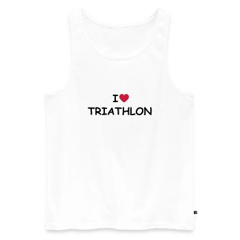 I love/heart Triathlon - Männer Premium Bio Tank Top - Weiß - Vorne - Michal (187cm)