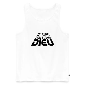 Futur Dieu 3D (1c) - Men's Premium Organic Tank Top - white - Front - AI Model Male 178 light (178cm)