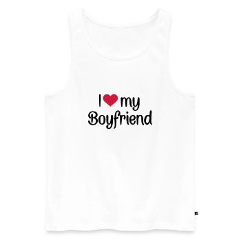 I love my boyfriend - Männer Premium Bio Tank Top - Weiß - Vorne - Michal (187cm)