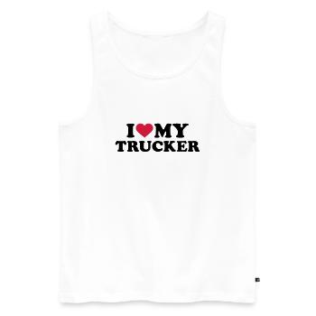 Trucker - Männer Premium Bio Tank Top - Weiß - Vorne - AI Model Male 178 light (178cm)