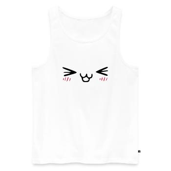 kawaii_face_4 - Männer Premium Bio Tank Top - Weiß - Vorne - Michal (187cm)
