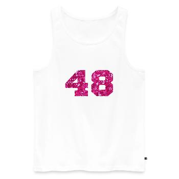 Number 48 Pink Glitter - 48th Birthday - Men's Premium Organic Tank Top - white - Front - Michal (187cm)