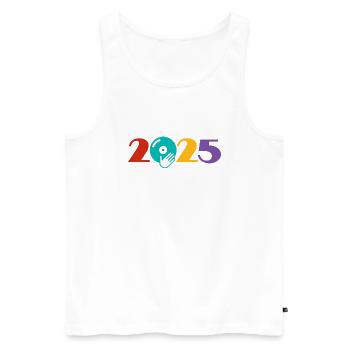 Musik, DJ, Vinyl, Schallplatte, Party 2025 - Männer Premium Bio Tank Top - Weiß - Vorne - Michal (187cm)