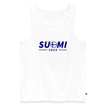 Finlande 2025 Suomi - Débardeur bio Premium Homme - blanc - Devant - AI Model Male 178 light (178cm)