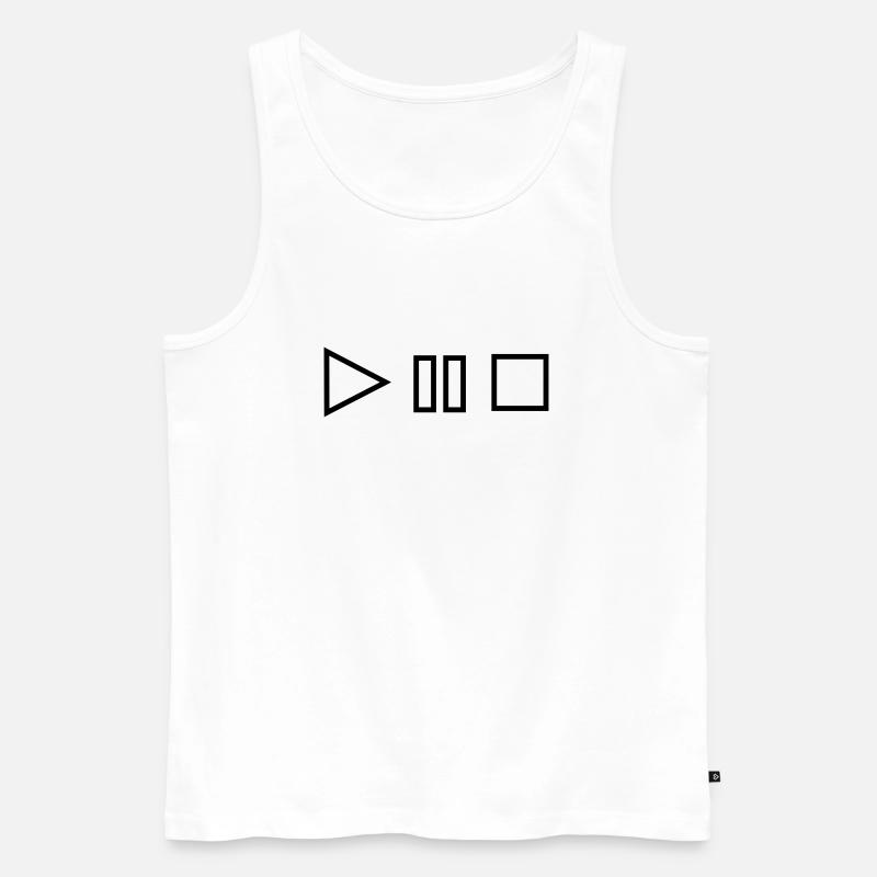 Play Stopp Pause - Männer Premium Bio Tank Top - Weiß