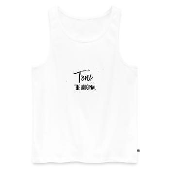 Toni - Männer Premium Bio Tank Top - Weiß - Vorne - Michal (187cm)