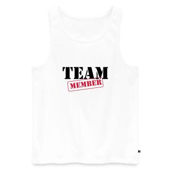 Team Member - Débardeur bio Premium Homme - blanc - Devant - Michal (187cm)