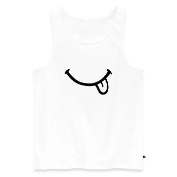 Smiley Langue - Débardeur bio Premium Homme - blanc - Devant - Michal (187cm)