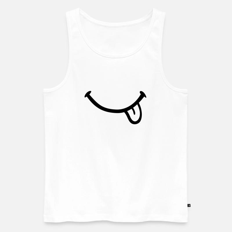 Smiley Zunge - Männer Premium Bio Tank Top - Weiß