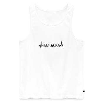 pouls musique rythme cardiaque fréquence boutons boutons - Débardeur bio Premium Homme - blanc - Devant - Michal (187cm)
