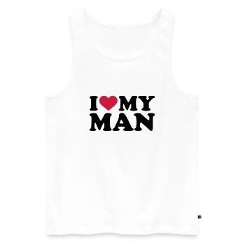 I love my Man - Männer Premium Bio Tank Top - Weiß - Vorne - Michal (187cm)