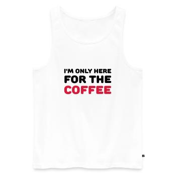 I'm only here for the coffee - Männer Premium Bio Tank Top - Weiß - Vorne - Michal (187cm)
