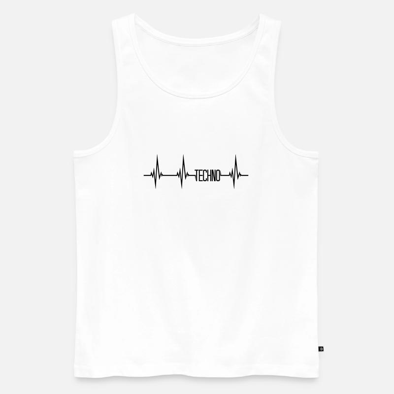 Herzschlag Puls Techno - Männer Premium Bio Tank Top - Weiß