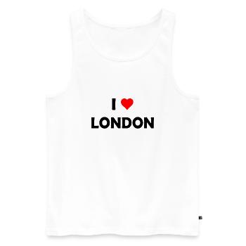 J’adore Londres - Grande-Bretagne - Royaume-Uni Royaume-Uni - Débardeur bio Premium Homme - blanc - Devant - Michal (187cm)