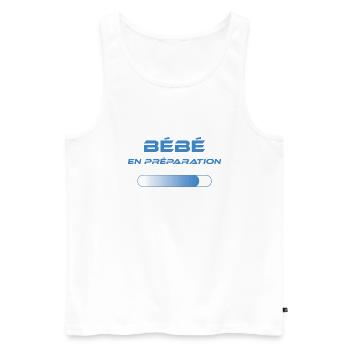 BEBE en preparation bleu - Débardeur bio Premium Homme - blanc - Devant - AI Model Male 178 light (178cm)