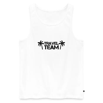 travel team - Männer Premium Bio Tank Top - Weiß - Vorne - Michal (187cm)