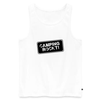 camping rockt - Männer Premium Bio Tank Top - Weiß - Vorne - AI Model Male 178 light (178cm)