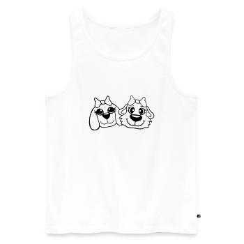 2 Équipe de chiens Deux amis Petites amies Couple Équipage - Débardeur bio Premium Homme - blanc - Devant - AI Model Male 178 light (178cm)