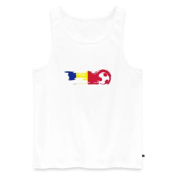 Feuerfußball Romania - Männer Premium Bio Tank Top - Weiß - Vorne - Michal (187cm)