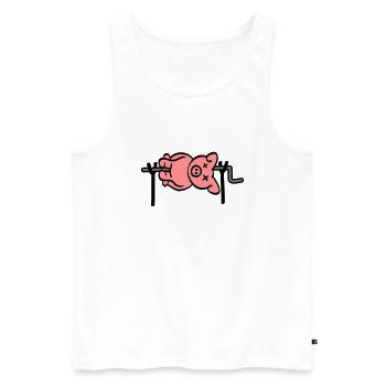 Pig Barbecue - Débardeur bio Premium Homme - blanc - Devant - AI Model Male 178 light (178cm)