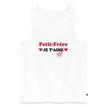 Petit-frère je t'aime - Men's Premium Organic Tank Top - white - Front - AI Model Male 178 light (178cm)