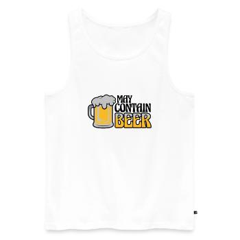Peut contenir un dicton de bière - Débardeur bio Premium Homme - blanc - Devant - Michal (187cm)