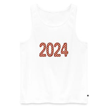 2024. NOËL. ANNEE. ANNIVERSAIRE. RETRAITE. FÊTE - Débardeur bio Premium Homme - blanc - Devant - Michal (187cm)