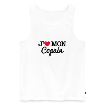 J'aime mon copain - Débardeur bio Premium Homme - blanc - Devant - Michal (187cm)