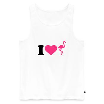I love Flamant - Débardeur bio Premium Homme - blanc - Devant - Michal (187cm)