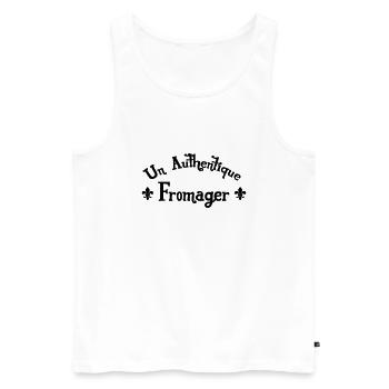 Fromager / Agriculture / Fermier / Fromage / Ferme - Débardeur bio Premium Homme - blanc - Devant - Michal (187cm)