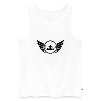 wikinger_wappen_01 - Men's Premium Organic Tank Top - white - Front - AI Model Male 178 light (178cm)
