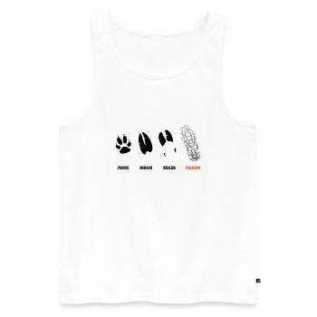 Fox, deer, wedge, huntress, foot seal, trail - Men's Premium Organic Tank Top - white - Front - AI Model Male 178 light (178cm)