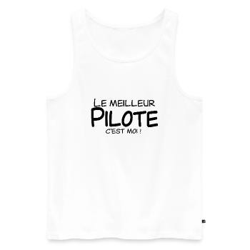 Le meilleur Pilote c'est moi - Débardeur bio Premium Homme - blanc - Devant - Michal (187cm)
