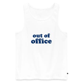 out of office - Nicht im Büro - ausserhaus - Men's Premium Organic Tank Top - white - Front - Michal (187cm)